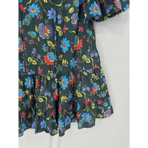 Sugarlips Dress Womens XS Green Blue Floral Mini Auggie Tiered Boho Cottage - Picture 6 of 10